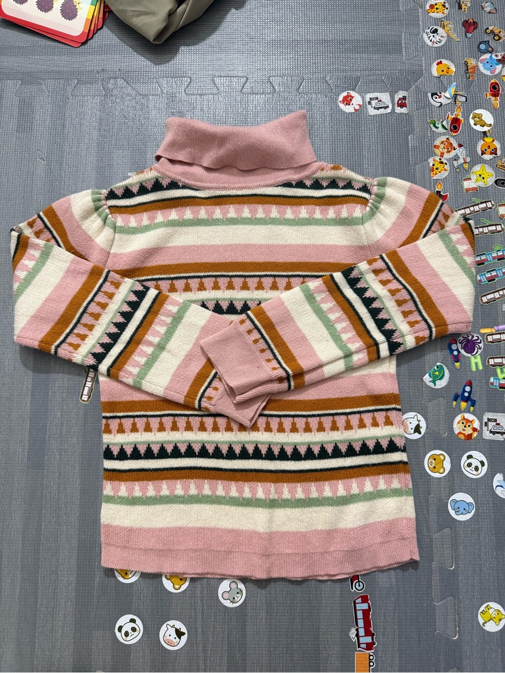 Misha & puff kids knit Geometric Print Turtleneck Sweater